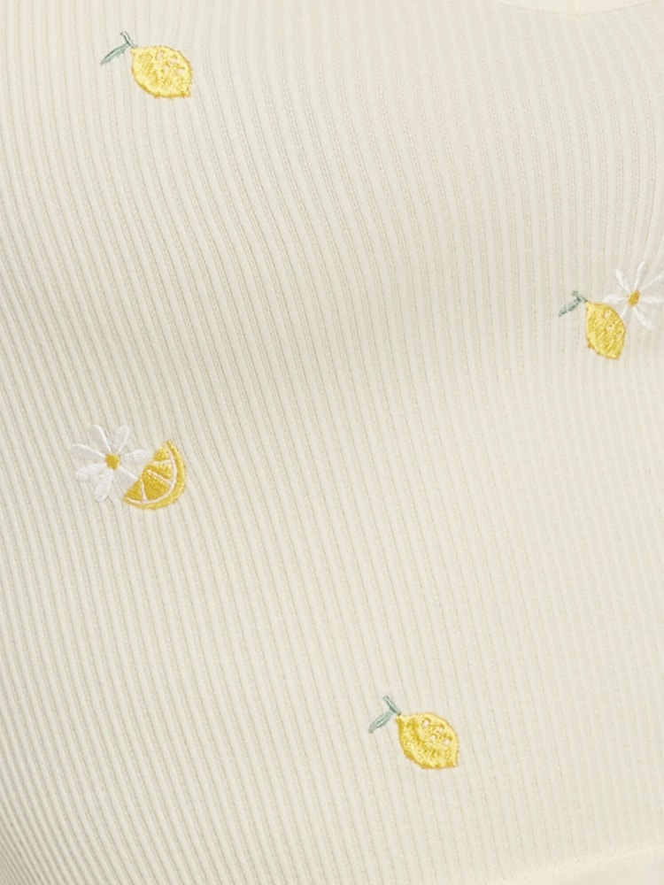 Gelb - Boux Avenue Lemon Embroidered Seamless Cami Pyjamas Top - Bild 7 von 7 Gelb - Boux Avenue Lemon Embroidered Seamless Cami Pyjamas Top - Bild 7 von 7