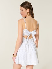 Hollister White Lace Trim Button Through Mini Dress - Image 2 of 7