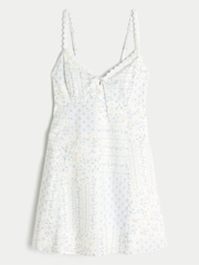 Hollister White Lace Trim Button Through Mini Dress - Image 4 of 7