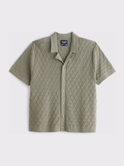 Abercrombie & Fitch Green Textured Polo Shirt - Image 1 of 2