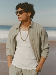 Abercrombie & Fitch Green Seersucker Stripe Shirt - Image 1 of 3
