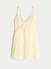 Hollister Yellow Lace Trim Button Through Mini Dress - Image 6 of 9