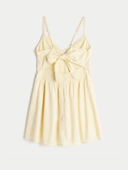 Hollister Yellow Lace Trim Button Through Mini Dress - Image 7 of 9