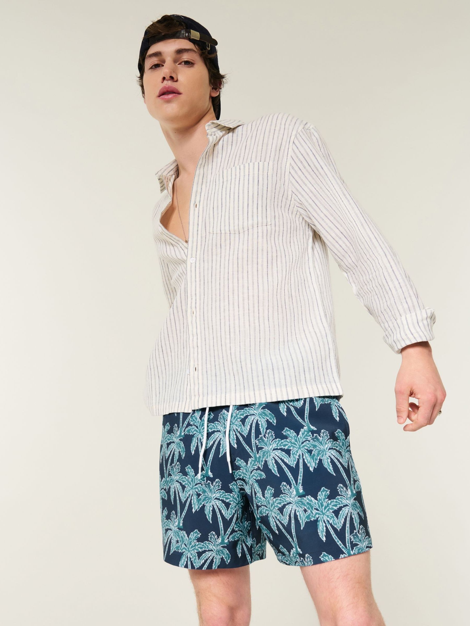 Buy Hollister Blue Palm Tree Print 5.5 Inch Swim Shorts from Next USA
