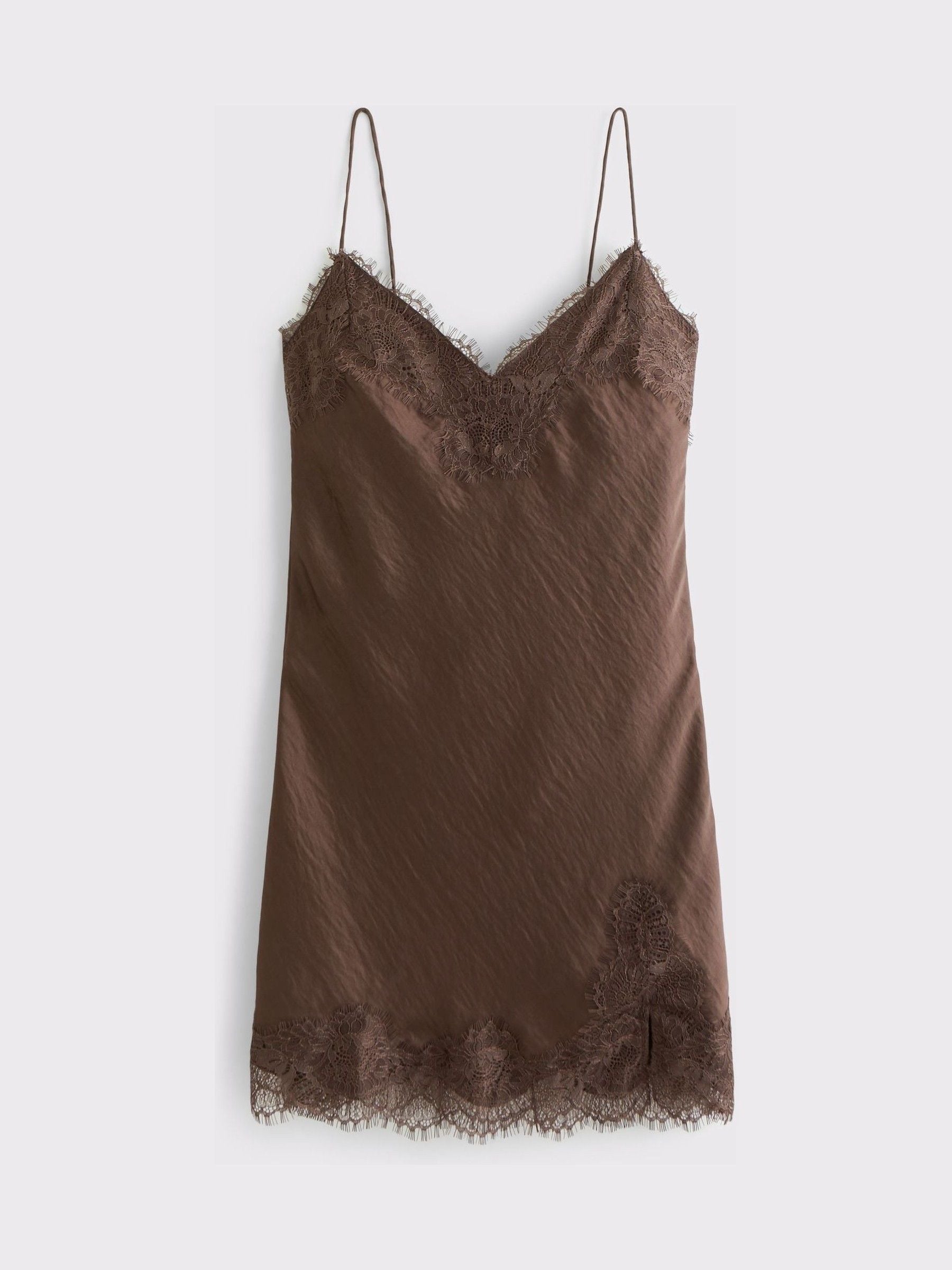 Buy Abercrombie & Fitch Brown Lace Slip Mini Dress from the Next