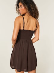 Hollister Brown Smocked Waist Mini Dress - Image 2 of 5