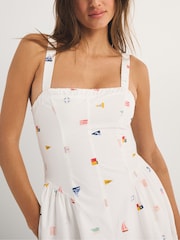 Abercrombie & Fitch White Ruched Dipped Waist Midi Dress - Image 4 of 5
