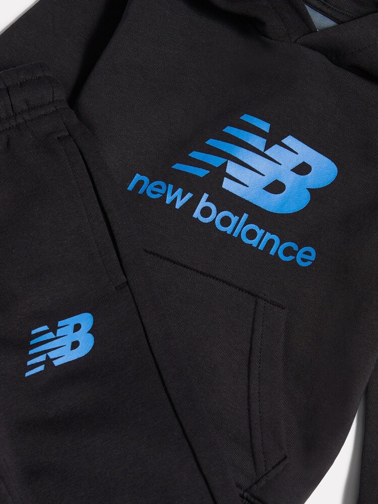 New Balance Black FT Stacked Logo Hoodie & Joggers Set - Image 3 of 3