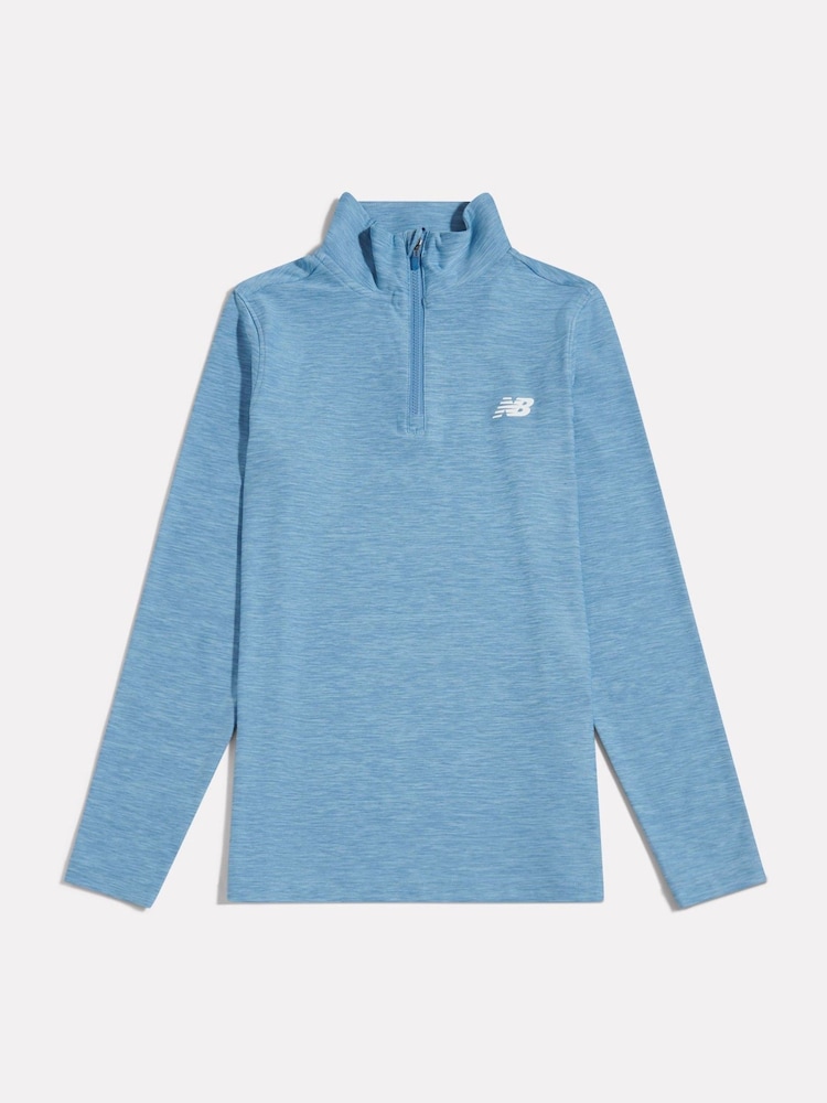 New Balance Light Blue Athletics Quarter Zip Funnel Sweatshirt - Image 1 of 3