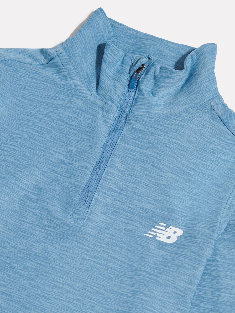 New Balance Light Blue Athletics Quarter Zip Funnel Sweatshirt - Image 3 of 3