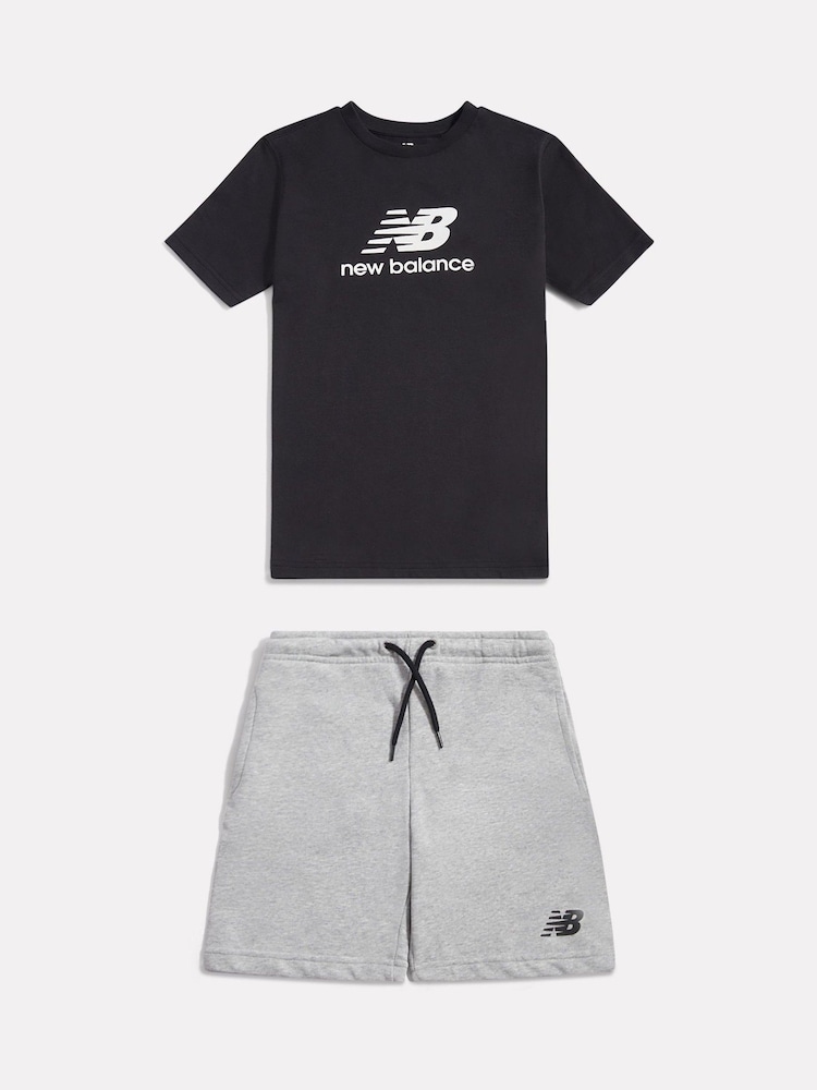 黑色 - New Balance Stacked Graphic Jersey T-Shirt & FT Shorts Set - 圖片 1/3