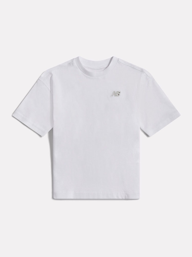 New Balance White Small Logo Jersey T-Shirt - Image 1 of 3 New Balance White Small Logo Jersey T-Shirt - Image 1 of 3