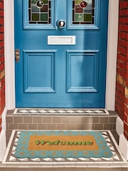 Oliver Bonas Blue Scalloped Welcome Doormat - Image 1 of 4