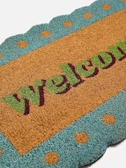 Oliver Bonas Blue Scalloped Welcome Doormat - Image 3 of 4
