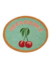 Oliver Bonas Green Welcome Cherries Round Doormat - Image 4 of 4