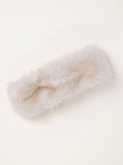 FatFace Ivory Faux Fur Headband - Image 1 of 3
