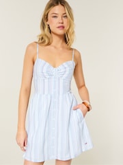Hollister Blue Button Through Mini Dress - Image 1 of 3