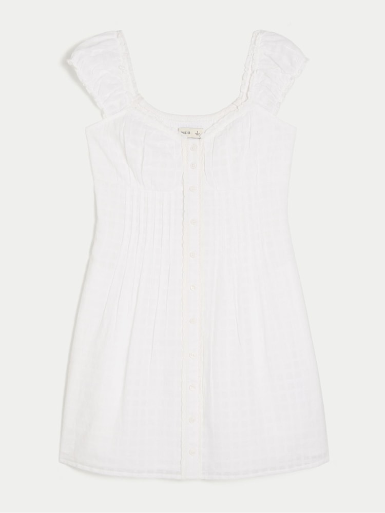 Hollister White Button Through Mini Dress - Image 4 of 4