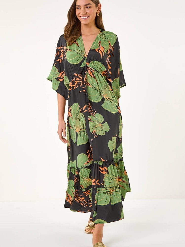 Roman Green Boho Leaf Maxi Dress - Image 2 of 5 Roman Green Boho Leaf Maxi Dress - Image 2 of 5