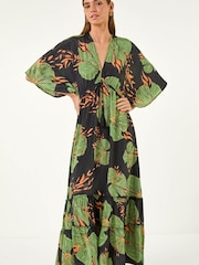 Roman Green Boho Leaf Maxi Dress - Image 4 of 5