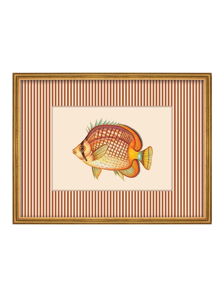 Brookpace Lascelles Red/Gold Tropical Fish I' Red Stripy Wall Art in Slim Frame - Image 1 of 4