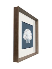 Brookpace Lascelles Blue/White Porcelain Scallop Shell Wall Art in Deep Frame - Image 3 of 4