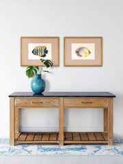 Brookpace Lascelles Red/Gold Tropical Fish II' Stripy Wall Art in Slim Frame - Image 2 of 4