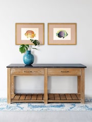 Brookpace Lascelles Red/Gold Tropical Fish VI' Stripy Wall Art in Slim Frame - Image 1 of 4