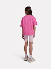 New Balance Pink Stacked Logo T-Shirt and Cycle Shorts Set - Image 3 of 8