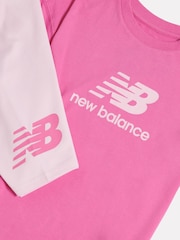 New Balance Pink Stacked Logo T-Shirt and Cycle Shorts Set - Image 8 of 8