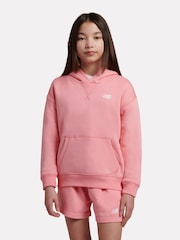 New Balance Pink Small Brush Back Logo Hoodie - Image 1 of 8