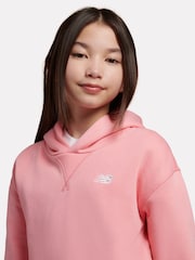 New Balance Pink Small Brush Back Logo Hoodie - Image 4 of 8