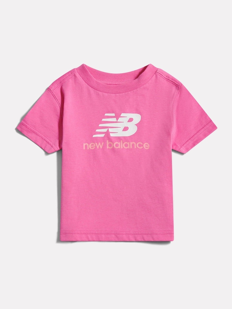 New Balance Dark Pink Stacked Logo T-Shirt - Image 1 of 3 New Balance Dark Pink Stacked Logo T-Shirt - Image 1 of 3