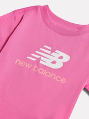 New Balance Dark Pink Stacked Logo T-Shirt - Image 3 of 3