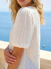 Roman White Broderie Puff Sleeve Top - Image 4 of 4