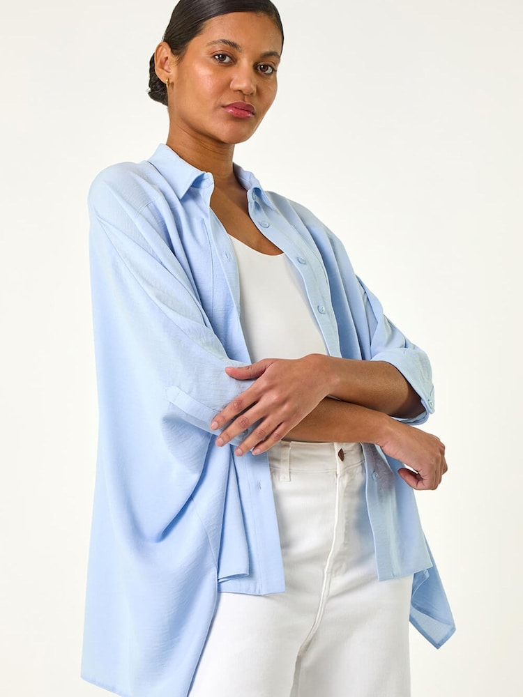 Roman Blue Boxy Relaxed Blouse - Image 5 of 5