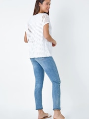 Roman White Cut Out Detail Stretch Top - Image 3 of 5