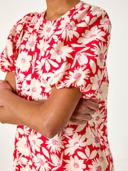 Roman Pink Floral Print Balloon Sleeve Top - Image 5 of 5