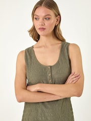 Roman Green Buttoned Stretch Vest Top - Image 4 of 5