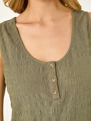 Roman Green Buttoned Stretch Vest Top - Image 5 of 5
