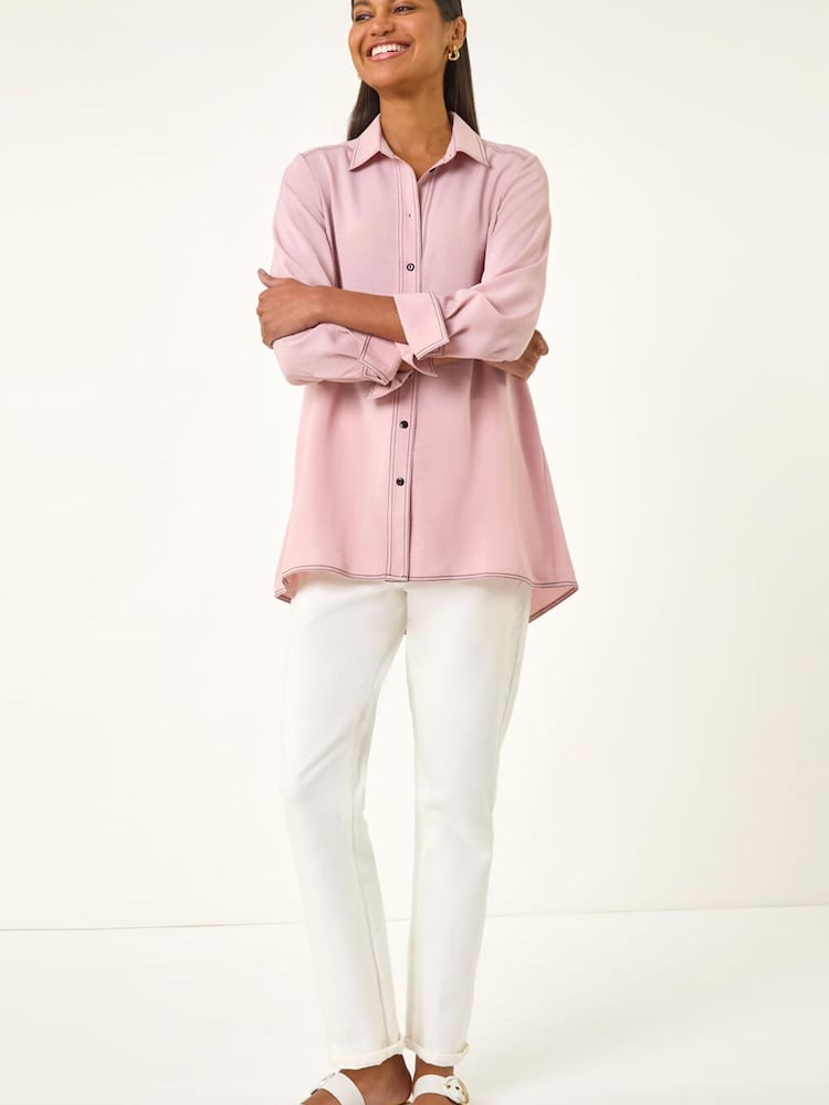 Roman Pink Constrast Stitch Shirt - Image 2 of 5