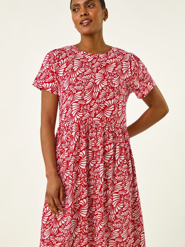 Roman Red Abstract Print Jersey Dress - Image 1 of 5