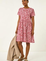 Roman Red Abstract Print Jersey Dress - Image 2 of 5