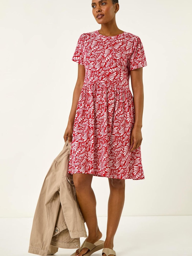 Roman Red Abstract Print Jersey Dress - Image 2 of 5
