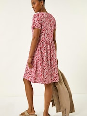 Roman Red Abstract Print Jersey Dress - Image 3 of 5