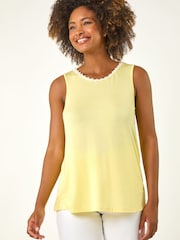 Roman Yellow Daisy Neck Trim Vest Top - Image 2 of 5