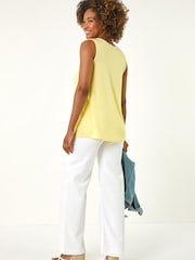 Roman Yellow Daisy Neck Trim Vest Top - Image 3 of 5