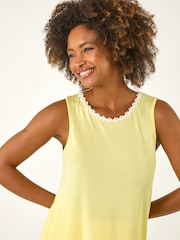 Roman Yellow Daisy Neck Trim Vest Top - Image 4 of 5