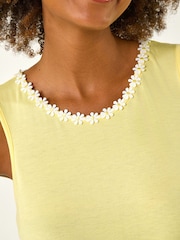 Roman Yellow Daisy Neck Trim Vest Top - Image 5 of 5