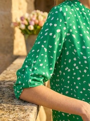 Roman Green Abstract Spot Print V-Neck Tunic Top - Image 4 of 4